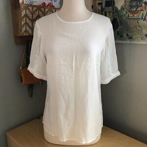 Yest The Netherlands Blouse Women's size 6 Sheer White Short Sleeve NEW